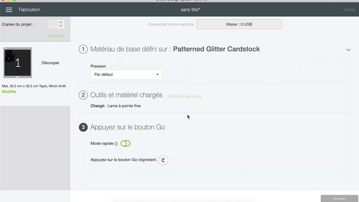 Paramétrage de la découpe