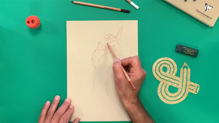 Esquisse de la forme générale de la main