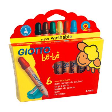Crayons de couleur 1er âge pochette de 6 avec taille-crayon