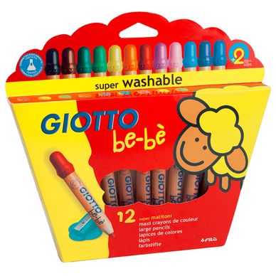 Crayons de couleur 1er âge pochette de 12 avec taille-crayon