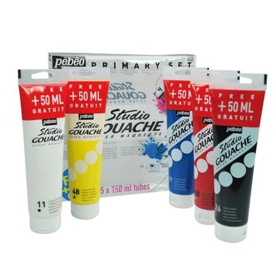 Pack de 5 tubes de peinture gouache Studio 150ml