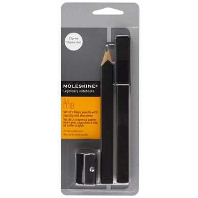 Lot de 2 Crayons à papier Moleskine noir avec taille-crayon