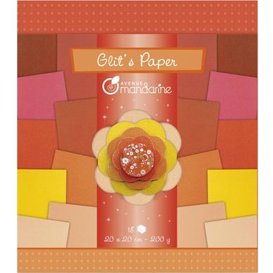 Papier pailleté Glit's Paper 18 nuances de rouge - orange 200 g/m²
