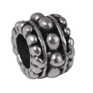 Perle cylindrique en métal argenté vieilli Ø 8 mm