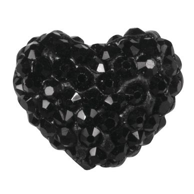 Perle Shamballa cœur 1,6 x 1,2 cm noir