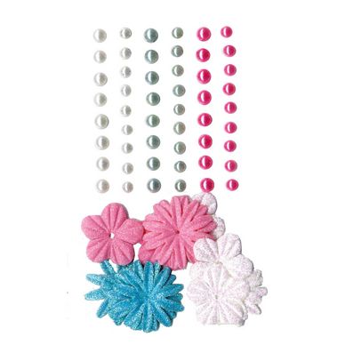Perles autocollantes + fleurs en papier fashionista