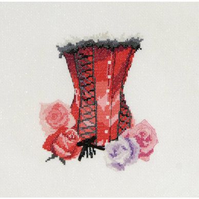 Kit de point de croix - Bustier lacé ruban noir -  15 x 20 cm