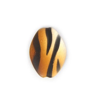Perle synthétique ovale plate zèbre marron - noir - 19 x 25,8 mm