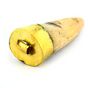 Pendentif corne en bois serti laiton - beige naturel - 53 mm