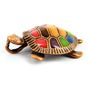 Pendentif en métall tortue face émaillée couleurs avec anneau cuivre - 37 mm