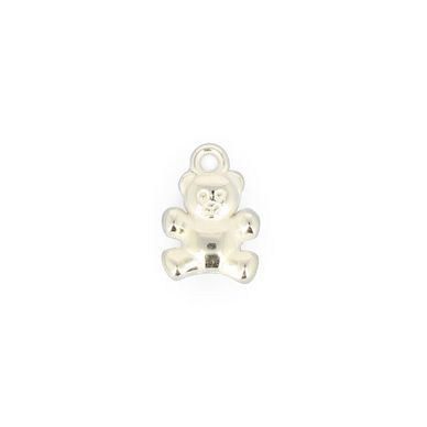 Perle ourson synthétique avec anneau argent brillant - 10 x 15,8 mm