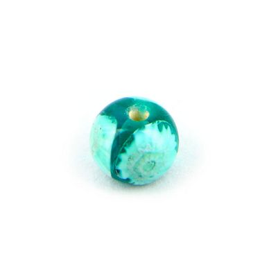 Perle en verre millefiori ronde turquoise - bleu clair - 8 mm