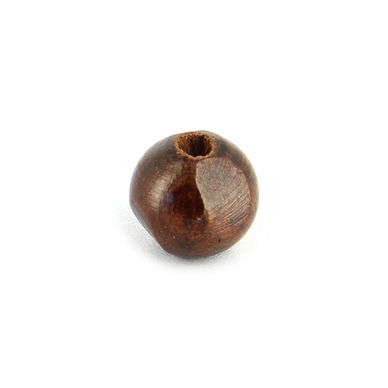 Perle ronde bois biseauté marron foncé - 10 mm
