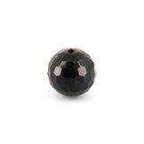 Perle ronde résine à facettes noire - 15 mm