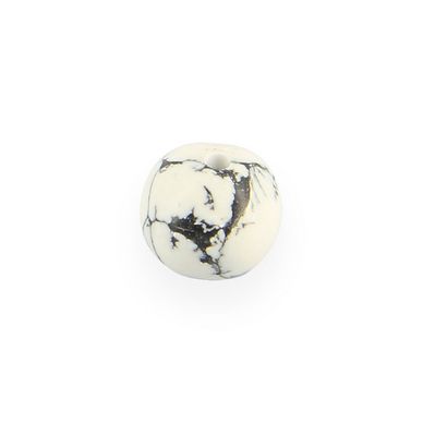 Perle en céramique marbrée ronde blanc - noir 10 mm