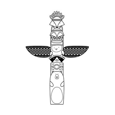 Tampon en bois Totem Tribu 5,8 x 7 cm
