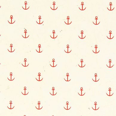 Papier Lokta Imprimé 50 x 75 cm Blanc motif Ancre rouge
