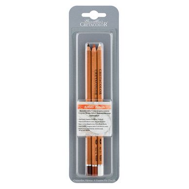 Crayons esquisse par 3 - sépia, sanguine, craie blanche