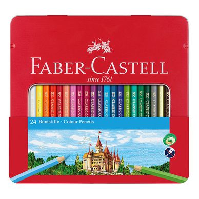 Crayon de couleur Boite Métal Château 24 pièces