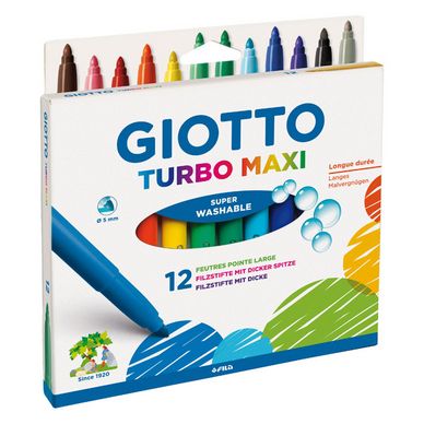 Feutre pour enfant Turbo Maxi Pochette de 12 couleurs