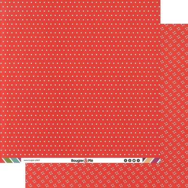 Papier scrapbooking 30,5 x 30,5 cm Rouge / Pois & Étoiles