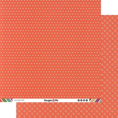 Papier scrapbooking 30,5 x 30,5 cm Corail / Pois & Étoiles