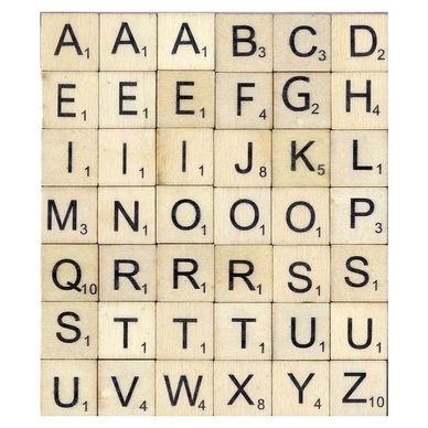 Lettre en Bois Scrabble 2 x 2 cm 42 pcs