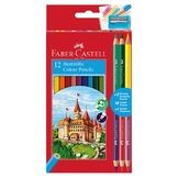 Crayons de couleur Château 12 pcs + 3 Doubles Pointes + taille-crayon