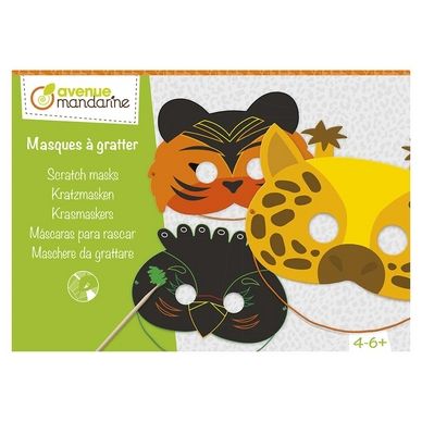 Boîte créative Masques à gratter Animaux de la jungle