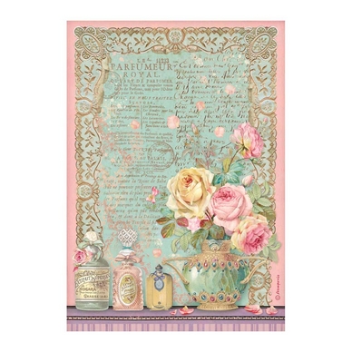Papie de riz imprimé 21 x 29,7 cm Rose parfum - Parfumeur royal