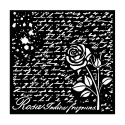 Pochoir 18 x 18 cm Rose Parfum - Manuscrit et roses
