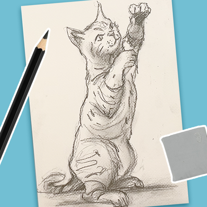 Dessiner un chat avec le papier Paint'On à grain Clairefontaine