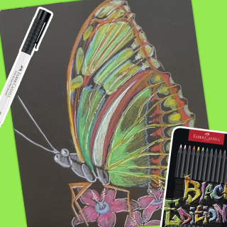 Dessiner un papillon avec les crayons Black Edition Faber-Castell