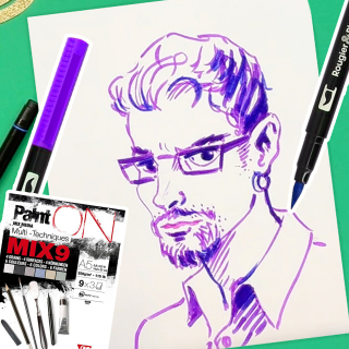Dessiner un portrait aux feutres avec le papier Paint'On Lisse