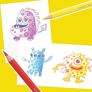 Dessiner des petits monstres avec les crayons Faber-Castell