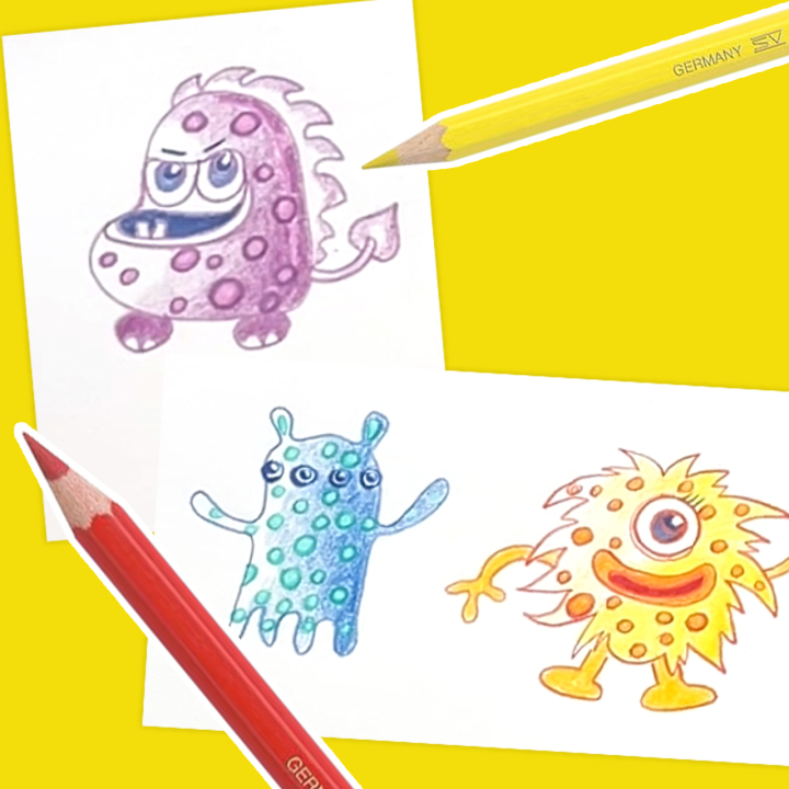 Dessiner des petits monstres avec les crayons Faber-Castell