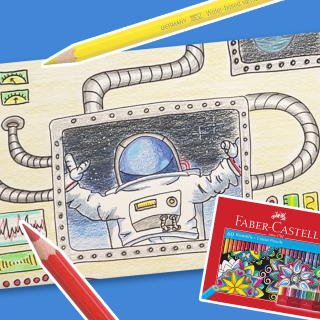 Dessiner un astronaute avec les crayons Faber-Castell
