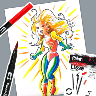 Dessiner une super-héroïne avec du papier lisse PaintOn