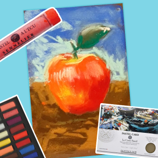 Dessiner une pomme aux pastels à l'écu Sennelier