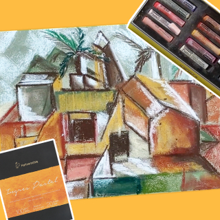 Dessiner un paysage aux pastels Scmincke avec le papier Ingres Hahnemühle