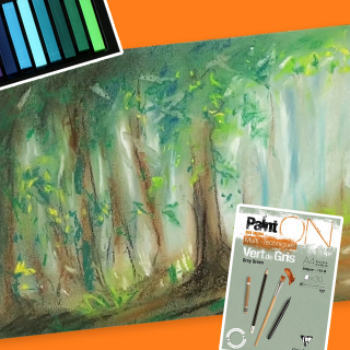 Dessiner une forêt aux pastels avec le papier Paint'On Clairefontaine