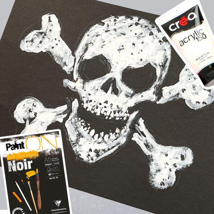 Peindre un crâne à l'acrylique avec du papier PaintOn Clairefontaine