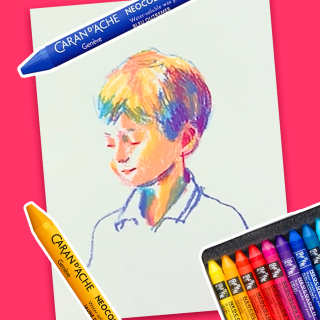 Dessiner un portrait aux pastels Néocolor 2 Caran d'Ache