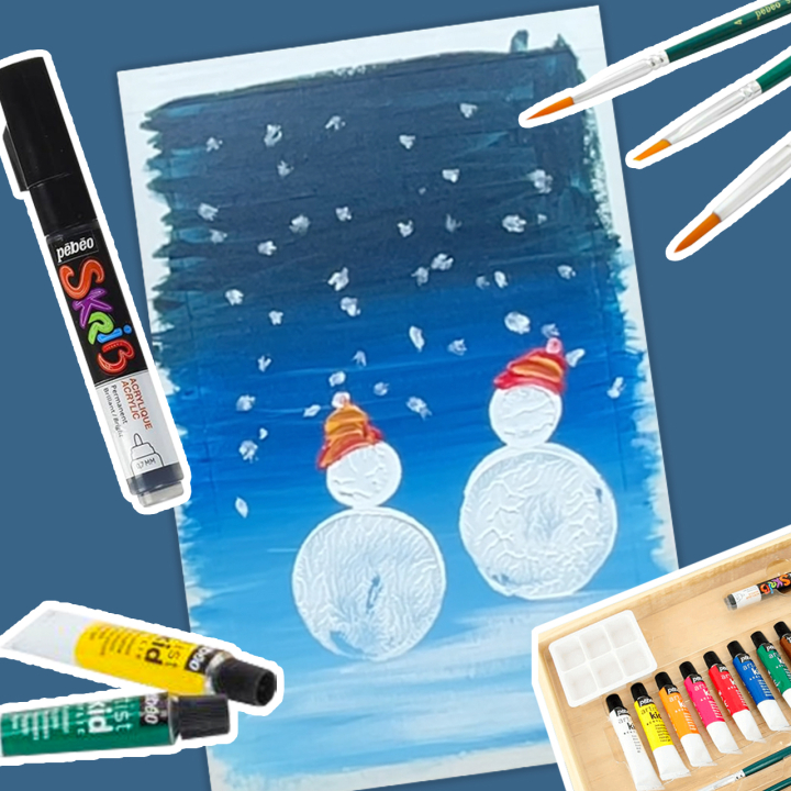 Paysage de Noël avec les chevalets Artist Kid Pébéo !