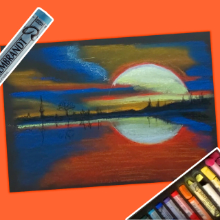 Réaliser un coucher de soleil aux pastels secs Rembrandt