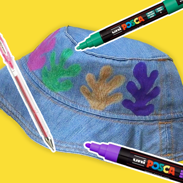 Customiser un bob en jean avec les marqueurs Posca