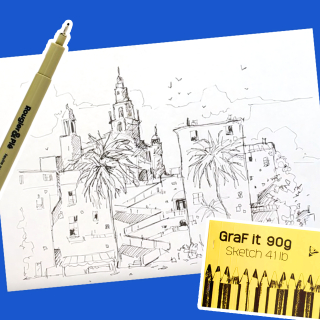 Dessiner une ville aux feutres calibrés sur le papier Graf It