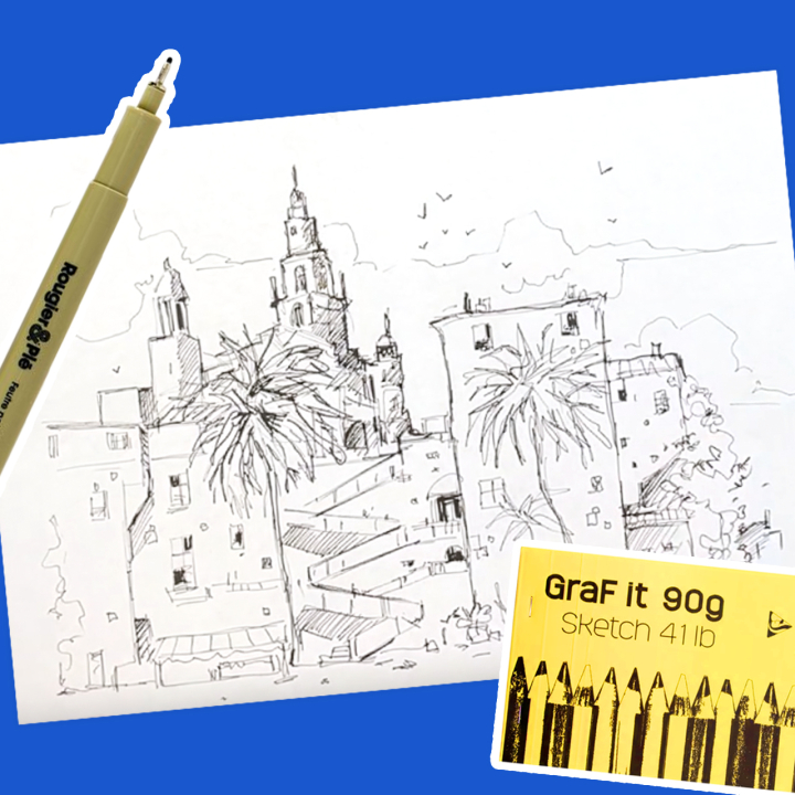 Dessiner une ville aux feutres calibrés sur le papier Graf It