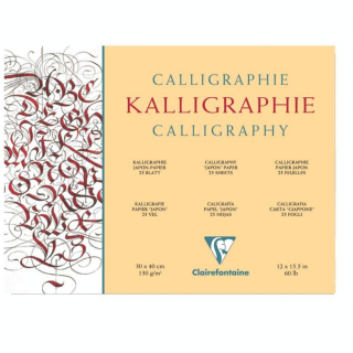 Papier calligraphique bloc de 25 feuilles 130g ivoire 30 x 40cm - Clairefontaine - Rougier et Plé