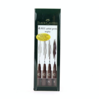 Feutre technique à pointe calibrée Pitt pochette de 4 tailles sépia - Faber-Castell - Rougier et Plé